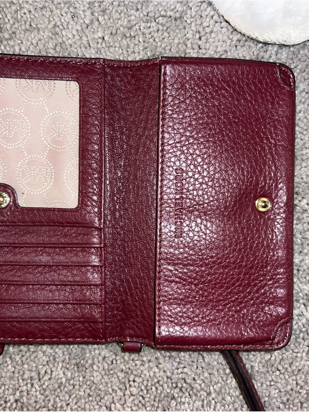 MICHAEL KORS Burgundy Pebbled Leather Crossbody Wallet - Picture 3 of 5